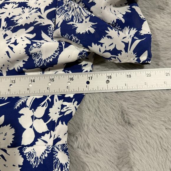 Sam Edelman Dress Womens Size 6 Blue White Floral Puff Sleeve Midi Sundress New - Picture 10 of 13
